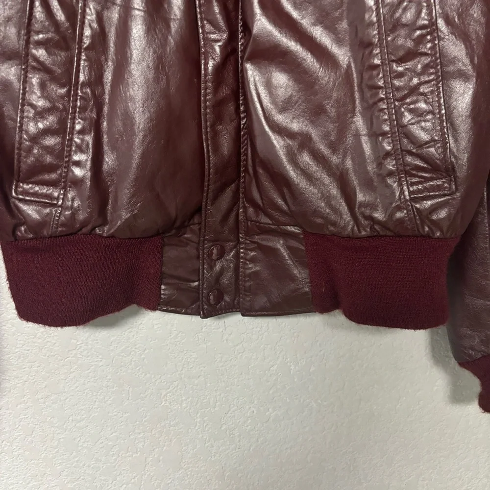 Vintage Gino Leather Red Leather‎ Bomber Jacket Size 42 - Picture 2 of 6